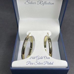 Silver Reflections Gold Hoop Earrings